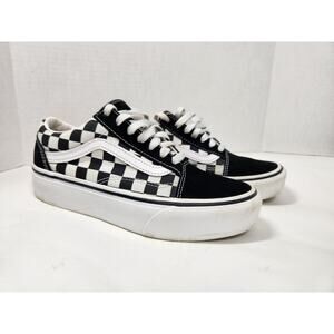 M4.5 / W 6 Vans Old Skool Platform Checkerboard Black/White Shoes Womens Size 6